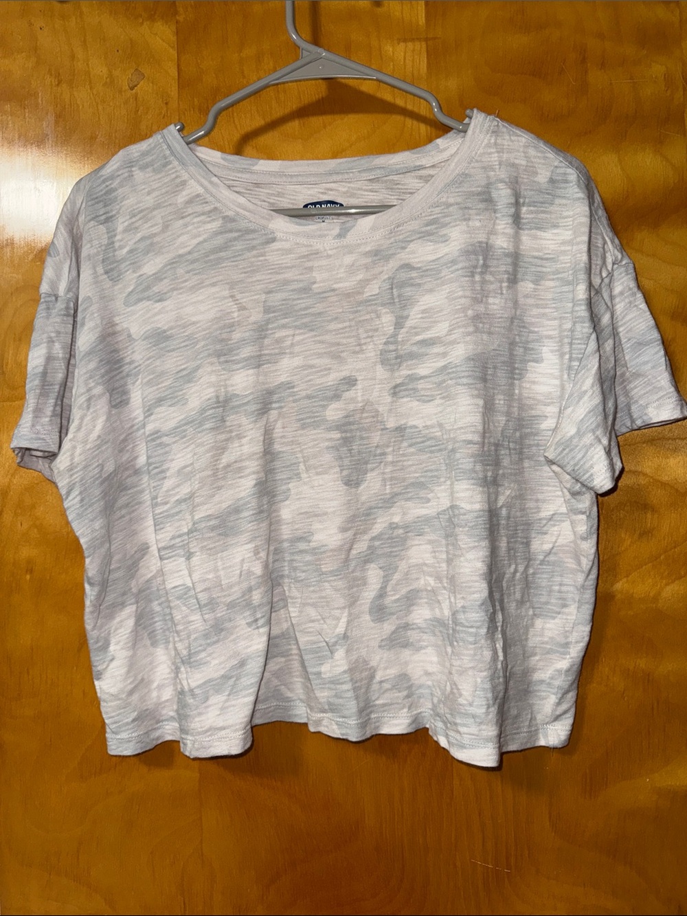 Old Navy White Crop Tee with Navy Logo